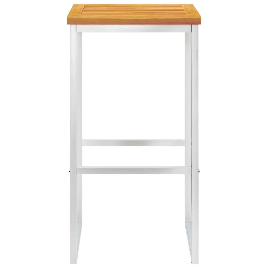 Chaises de bar lot de 4 bois d'acacia solide/acier inoxydable - 3