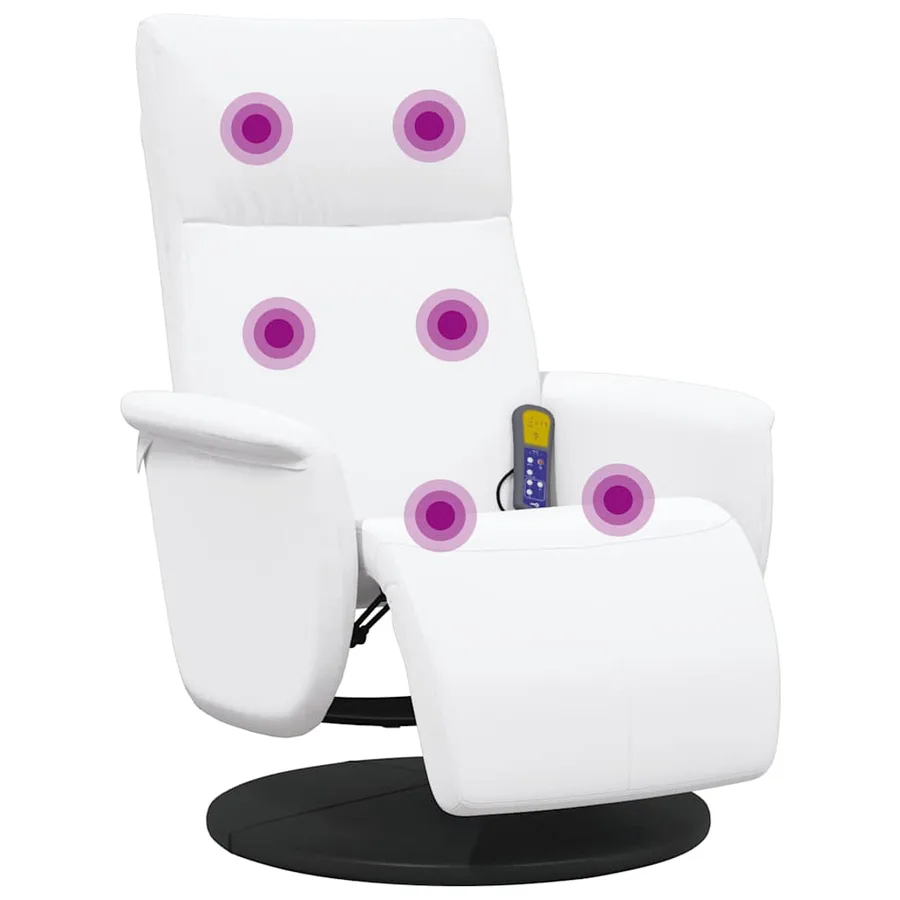 Fauteuil inclinable de massage repose-pieds blanc similicuir - 2