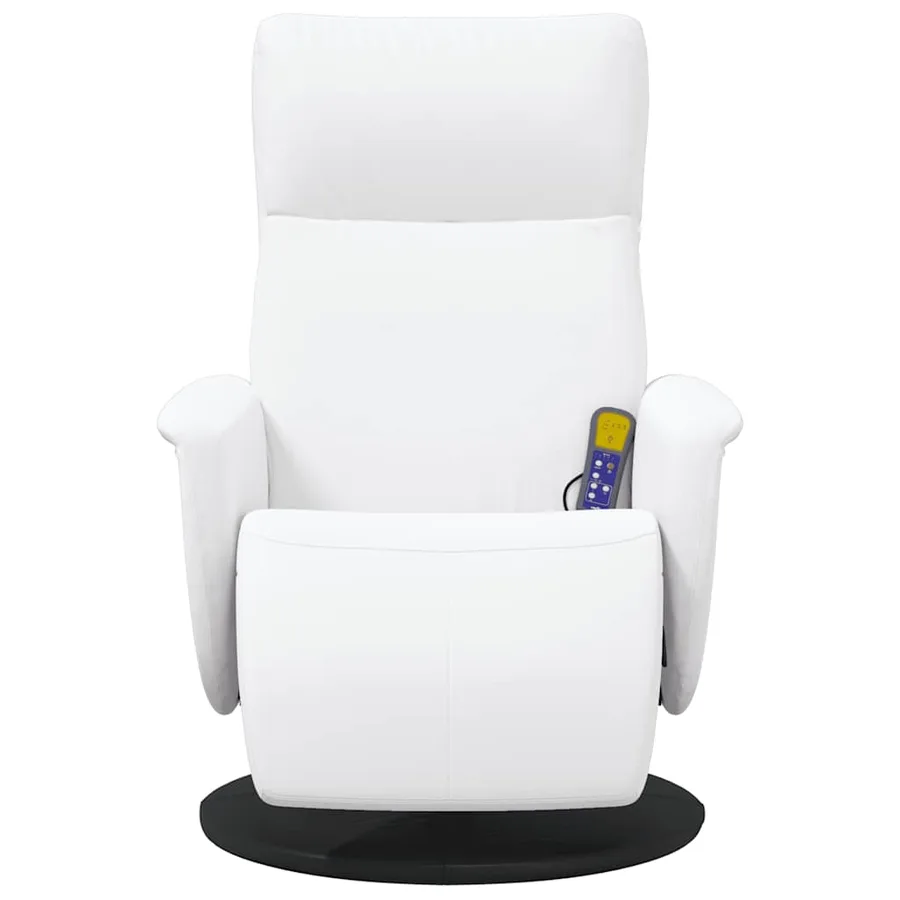 Fauteuil inclinable de massage repose-pieds blanc similicuir - 5