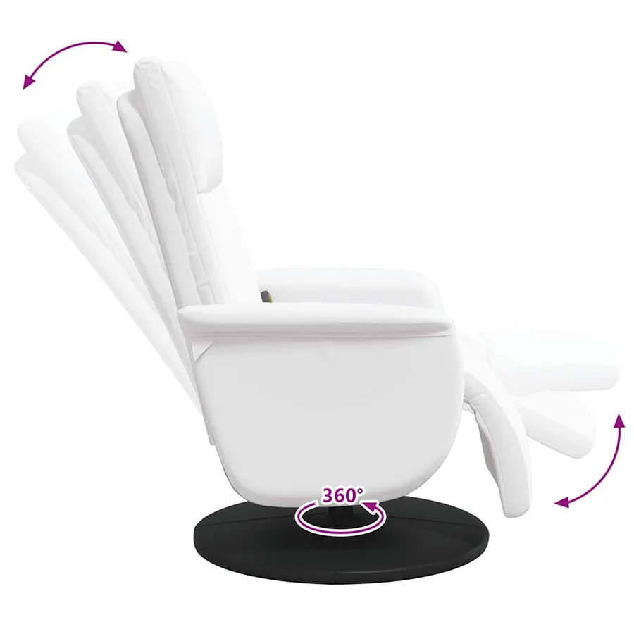 Fauteuil inclinable de massage repose-pieds blanc similicuir - 8