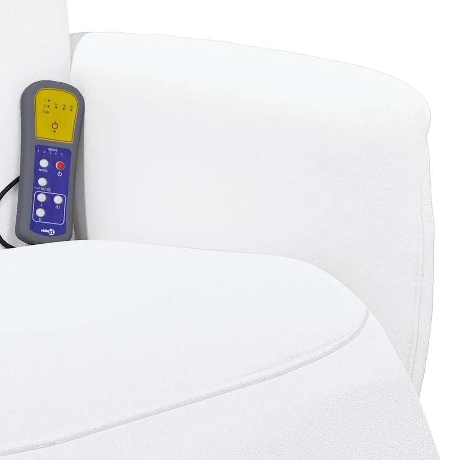 Fauteuil inclinable de massage repose-pieds blanc similicuir - 9
