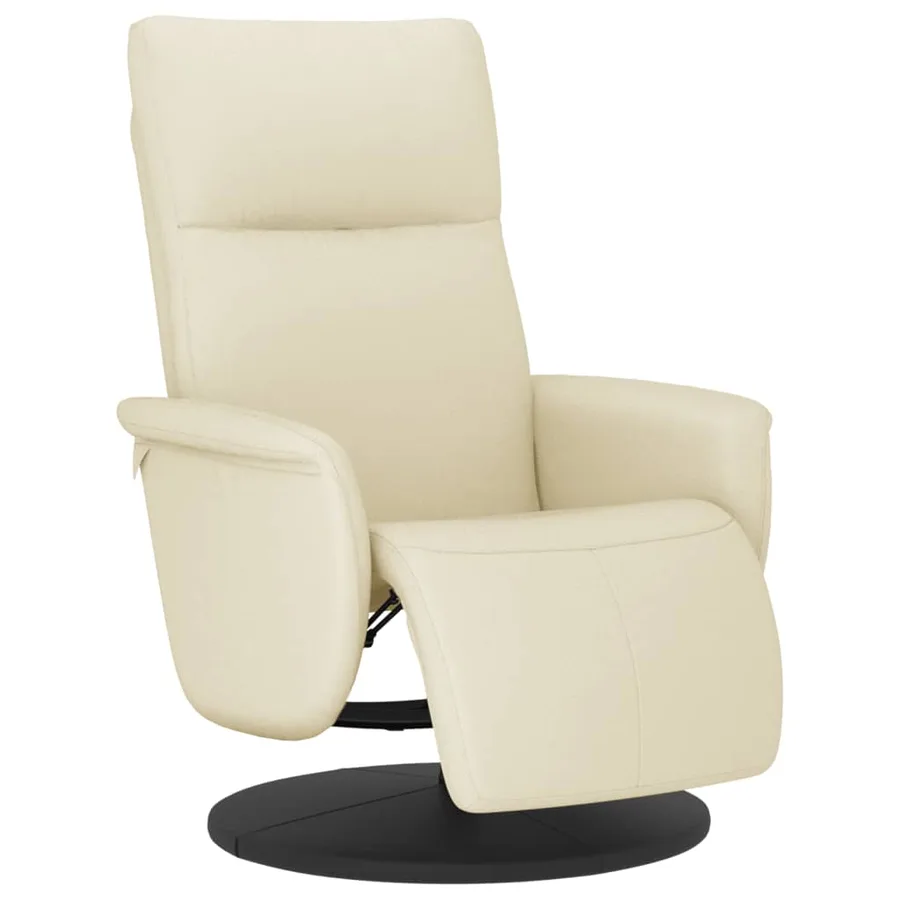 Fauteuil inclinable avec repose-pieds crème similicuir - 2