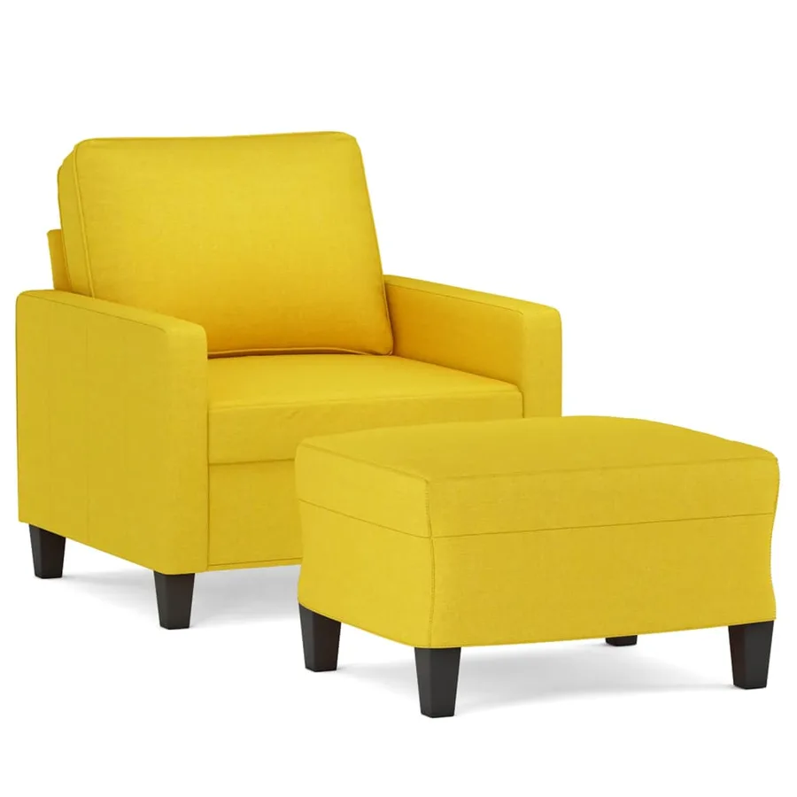 Fauteuil avec repose-pied Jaune clair 60 cm Tissu - 2