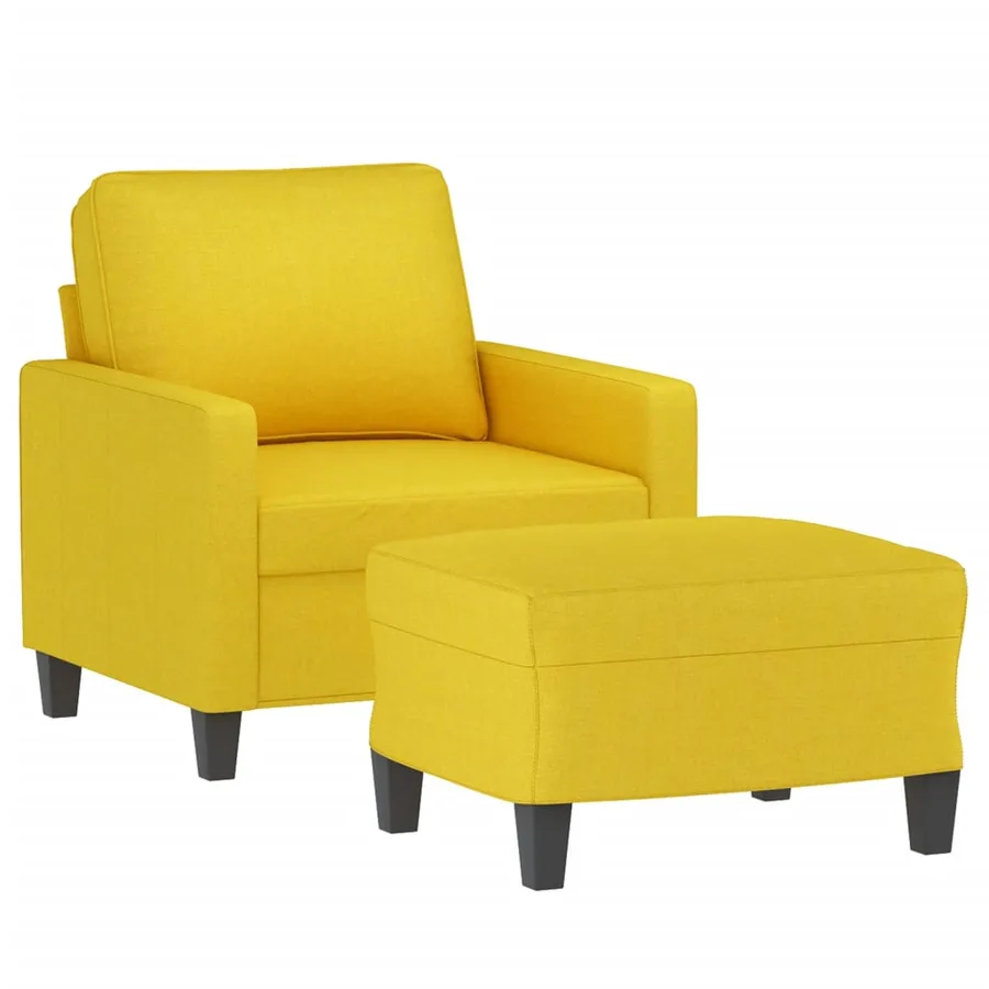 Fauteuil avec repose-pied Jaune clair 60 cm Tissu - 3