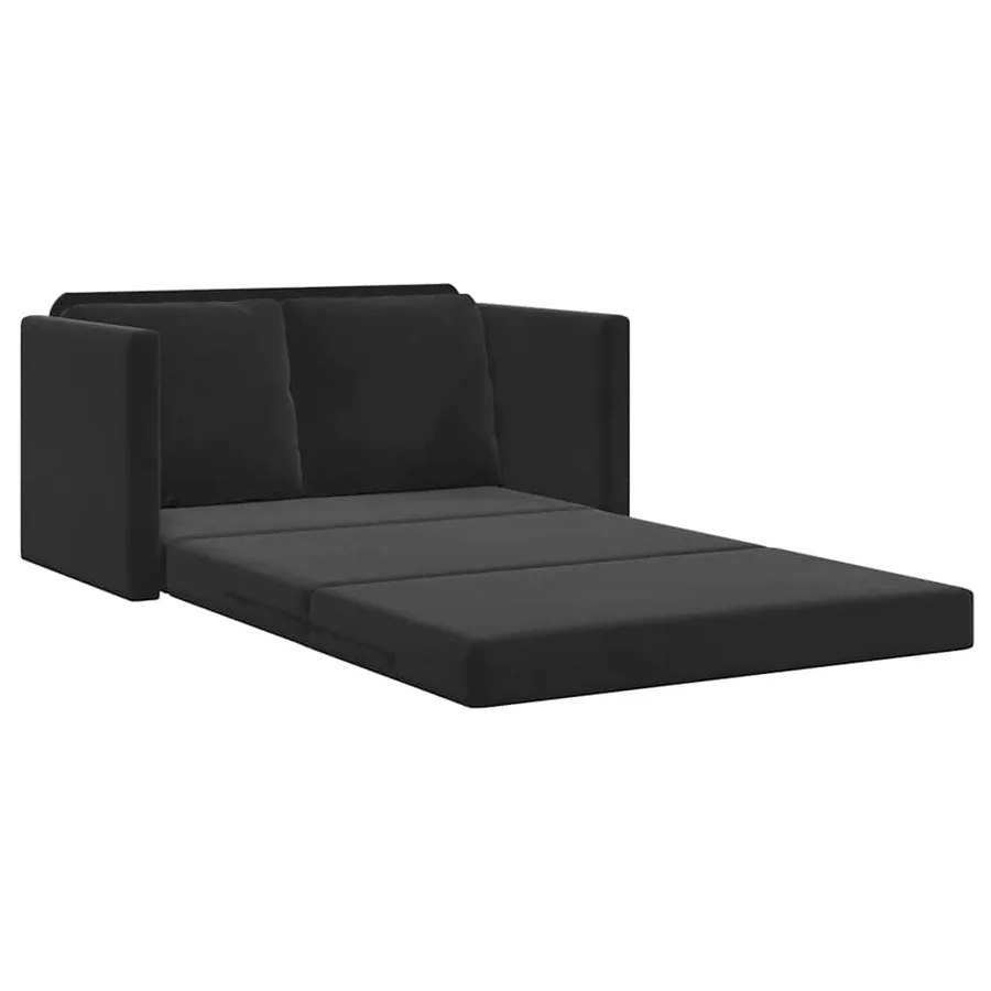 Canapé-lit 2 en 1 noir 122x204x55 cm velours - 4