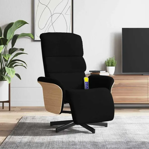 Fauteuil inclinable de massage avec repose-pieds noir tissu
