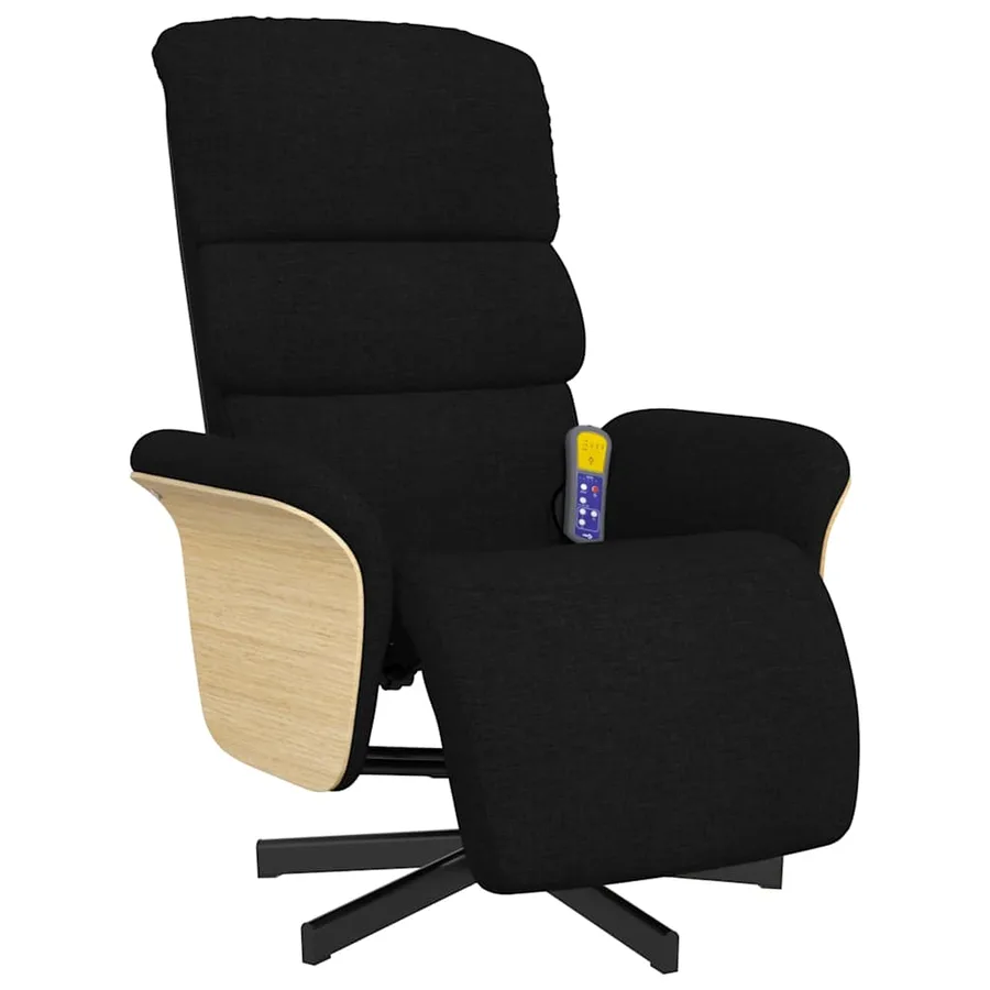Fauteuil inclinable de massage avec repose-pieds noir tissu - 3