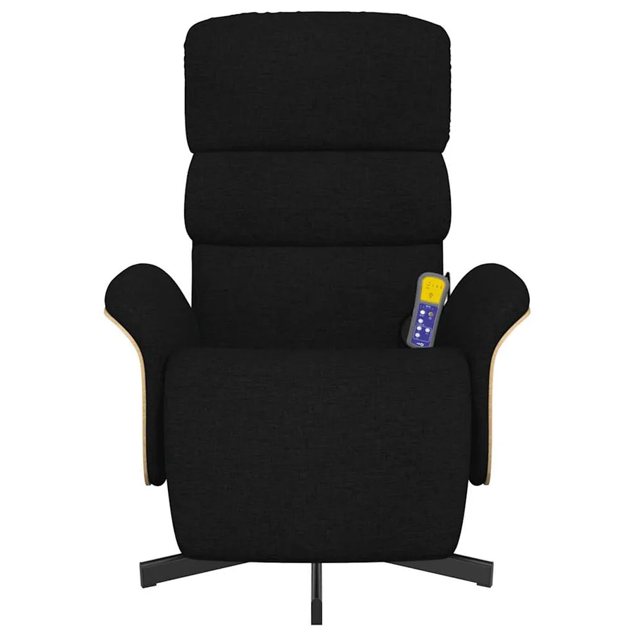 Fauteuil inclinable de massage avec repose-pieds noir tissu - 4