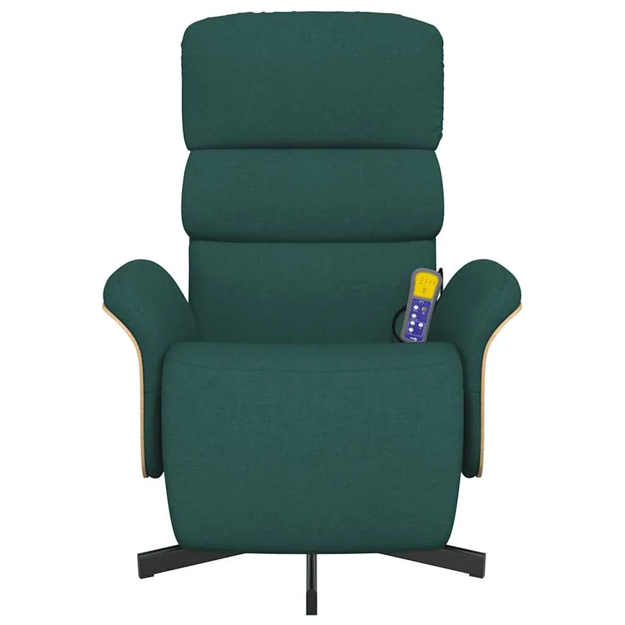 Fauteuil inclinable de massage et repose-pieds vert foncé tissu - 4