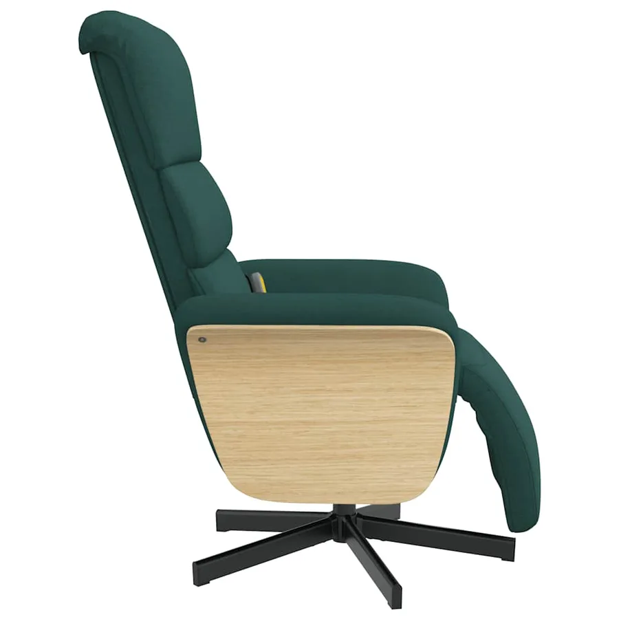 Fauteuil inclinable de massage et repose-pieds vert foncé tissu - 5