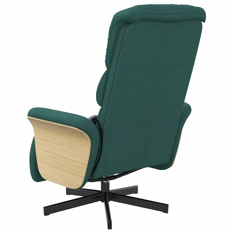 Fauteuil inclinable de massage et repose-pieds vert foncé tissu - 6