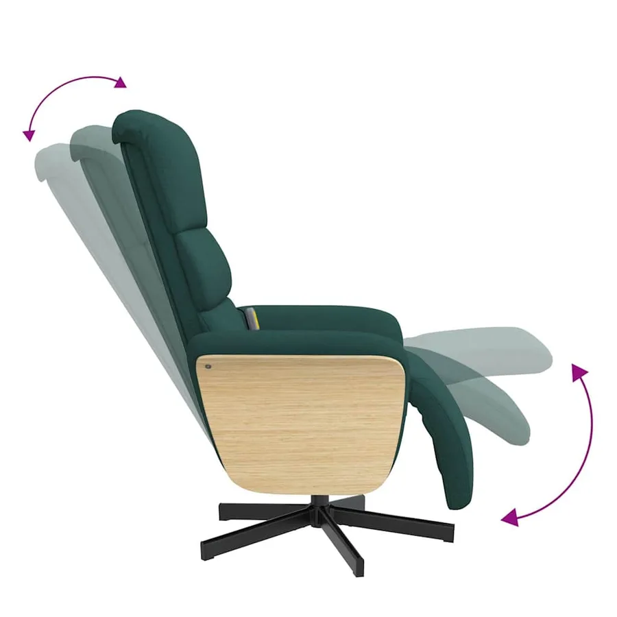 Fauteuil inclinable de massage et repose-pieds vert foncé tissu - 7