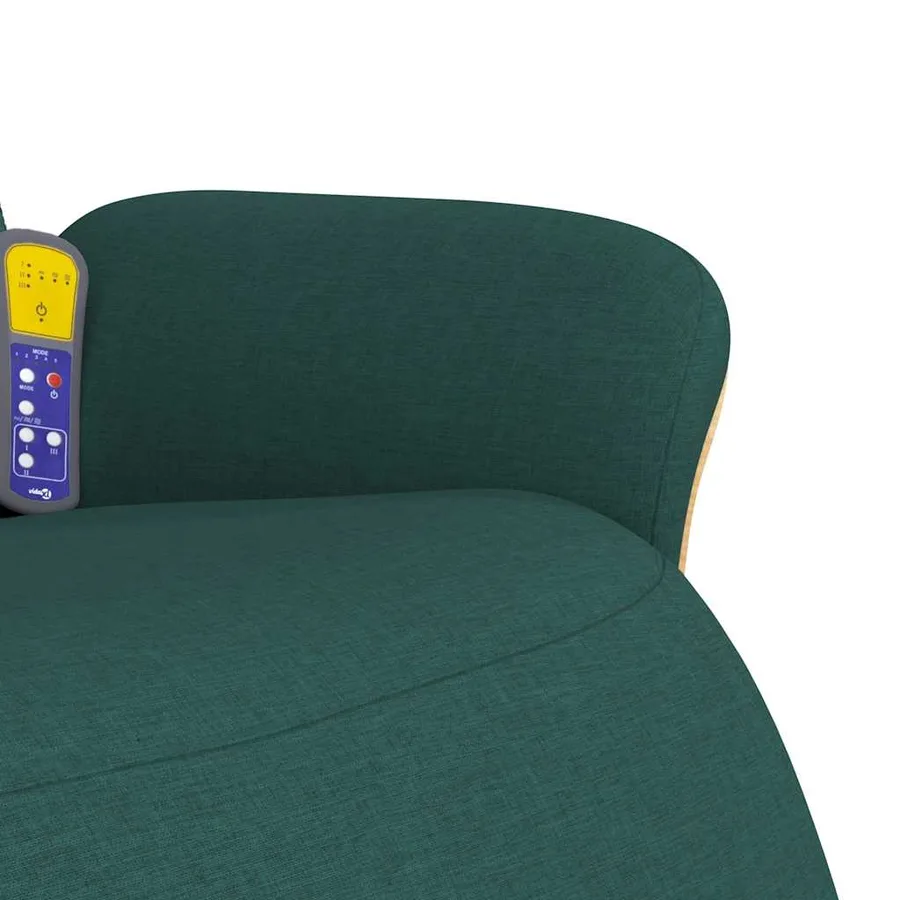 Fauteuil inclinable de massage et repose-pieds vert foncé tissu - 8
