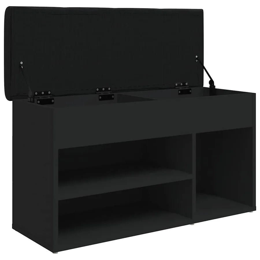 Banc à chaussures noir 82x32x45,5 cm bois d'ingénierie - 5