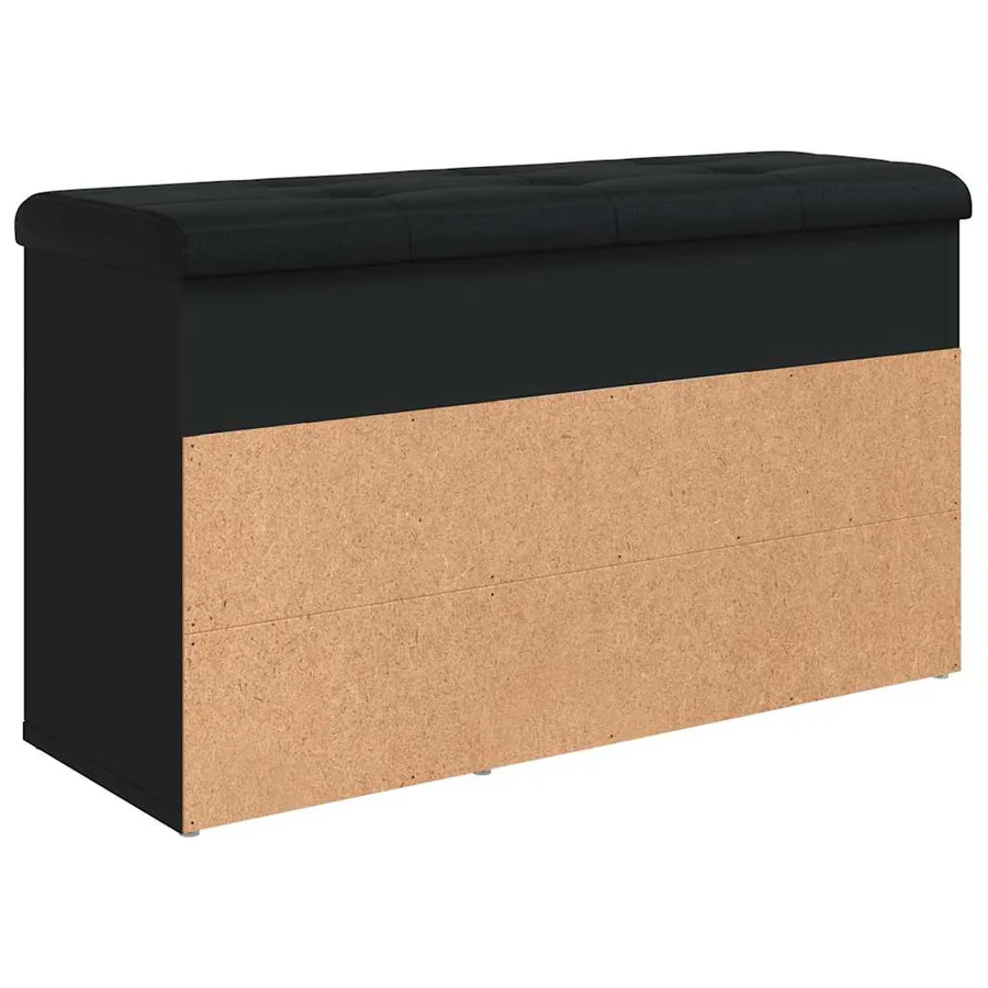Banc à chaussures noir 82x32x45,5 cm bois d'ingénierie - 8