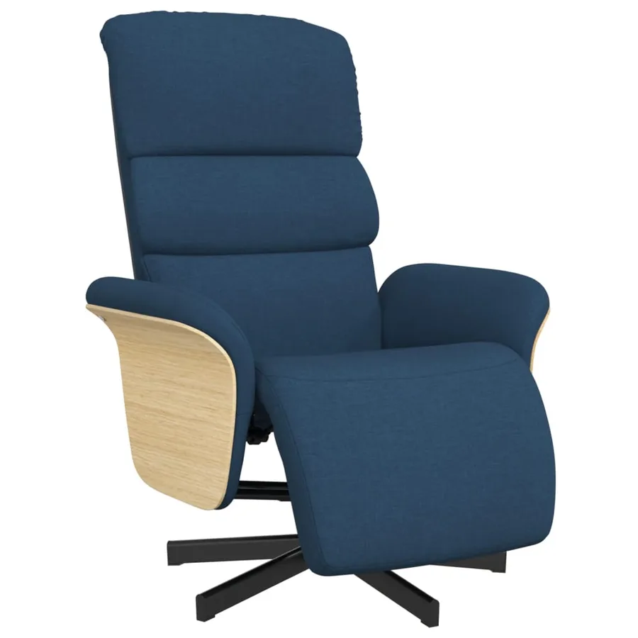 Fauteuil inclinable avec repose-pieds bleu tissu - 2
