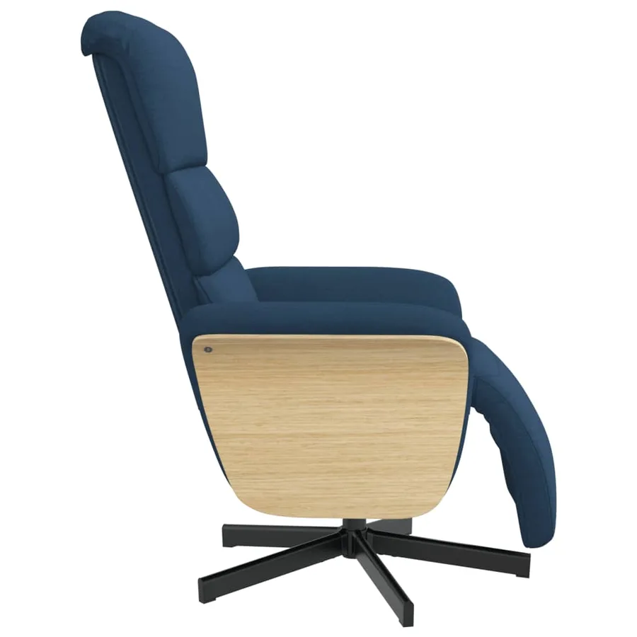 Fauteuil inclinable avec repose-pieds bleu tissu - 4