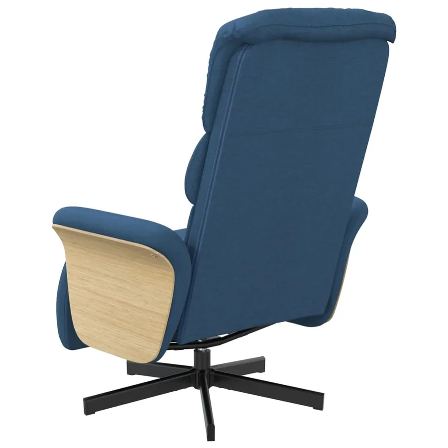 Fauteuil inclinable avec repose-pieds bleu tissu - 5