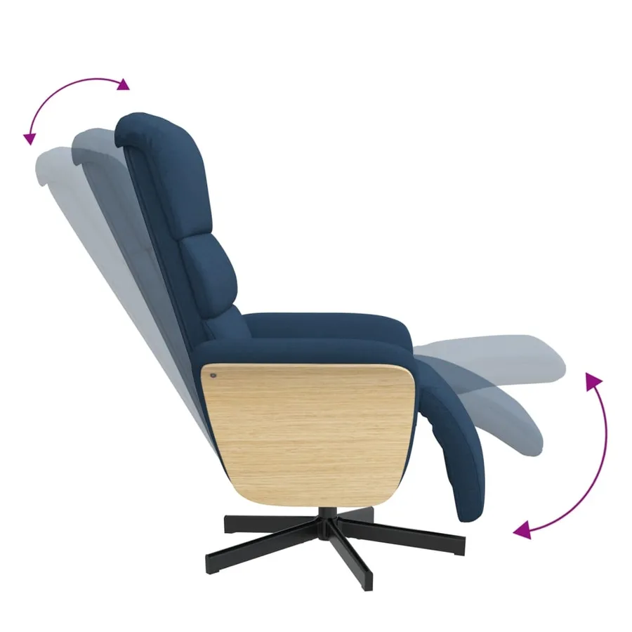 Fauteuil inclinable avec repose-pieds bleu tissu - 7