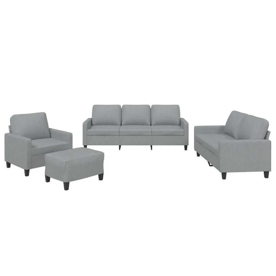 Ensemble de canapés 4 pcs avec coussins Gris clair Tissu - 2