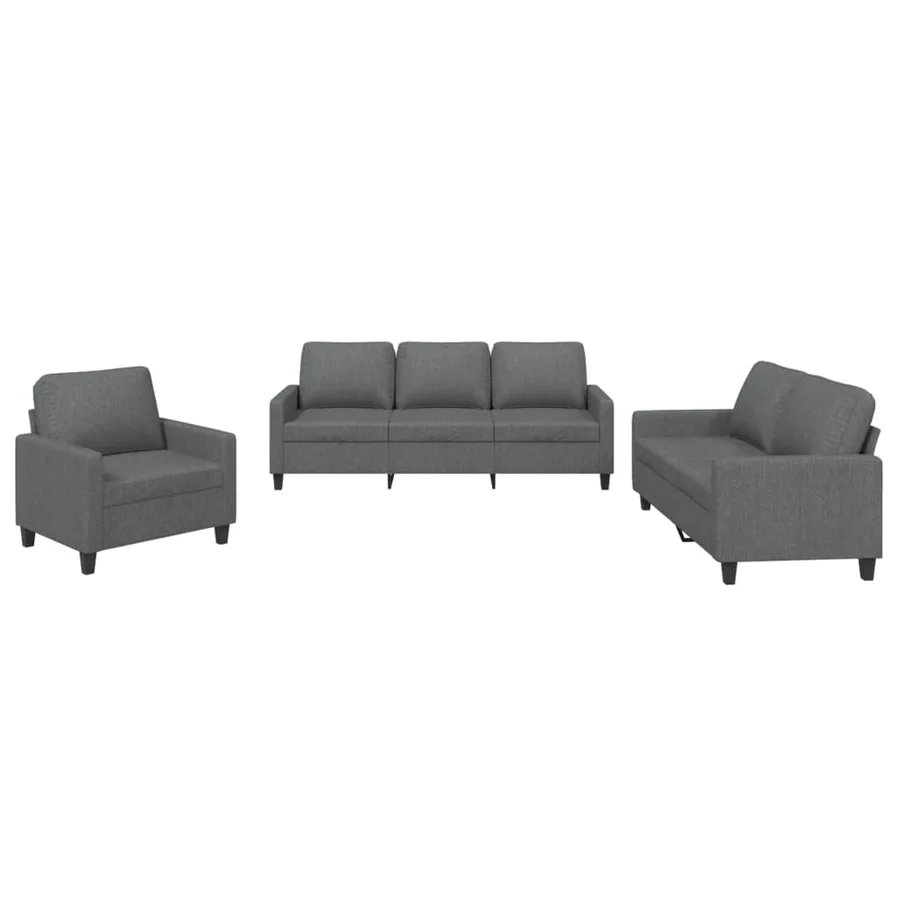 Ensemble de canapés 3 pcs avec coussins Gris foncé Tissu - 2