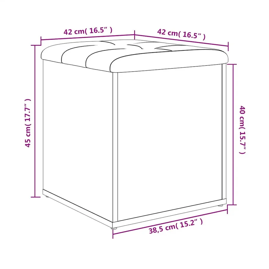 Banc de rangement Blanc 42x42x45 cm Bois d'ingénierie - 9