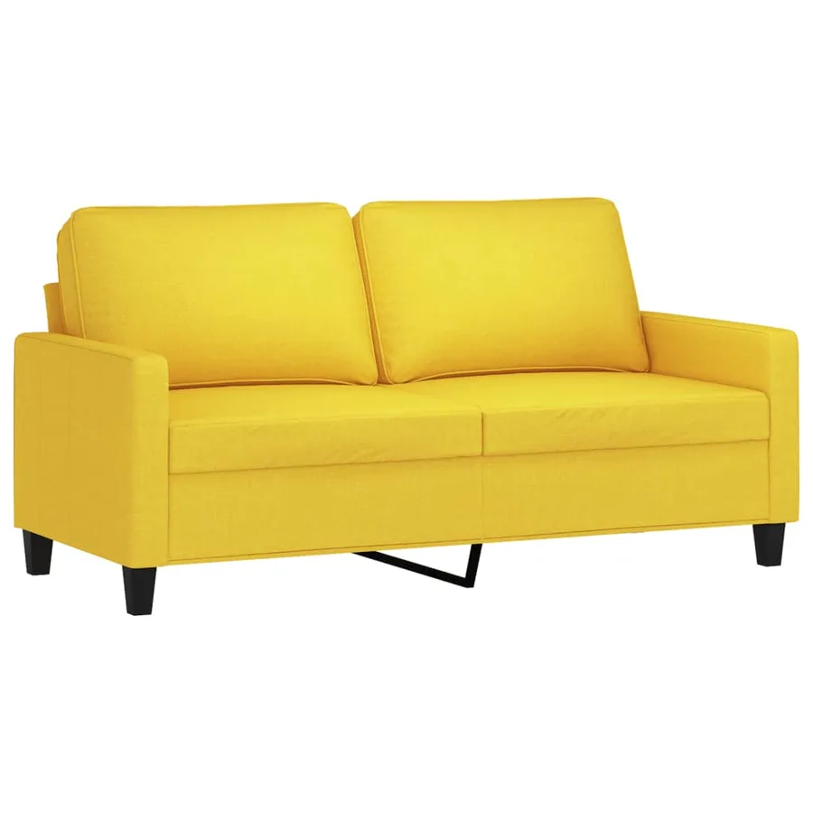 Ensemble de canapés 3 pcs avec coussins Jaune clair Tissu - 3