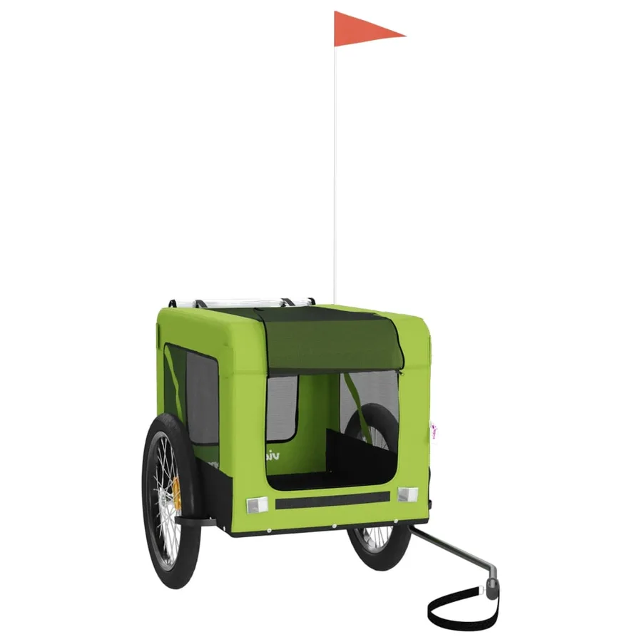 Remorque de vélo pour animaux de compagnie vert et noir - 2