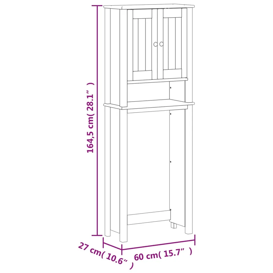 Rangement au-dessus de la cuvette BERG blanc bois massif - 8