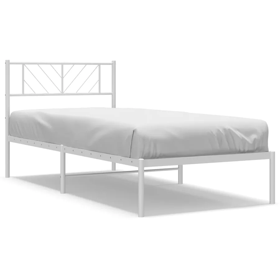 Cadre de lit métal sans matelas avec tête de lit blanc 80x200cm - 2