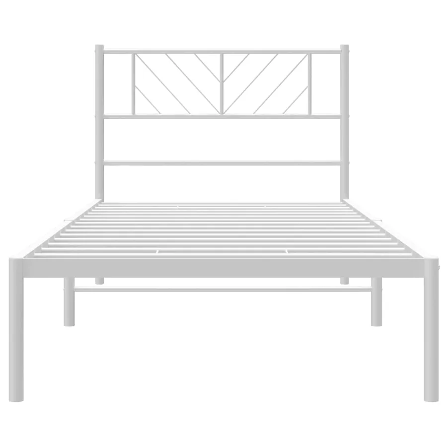 Cadre de lit métal sans matelas avec tête de lit blanc 80x200cm - 5