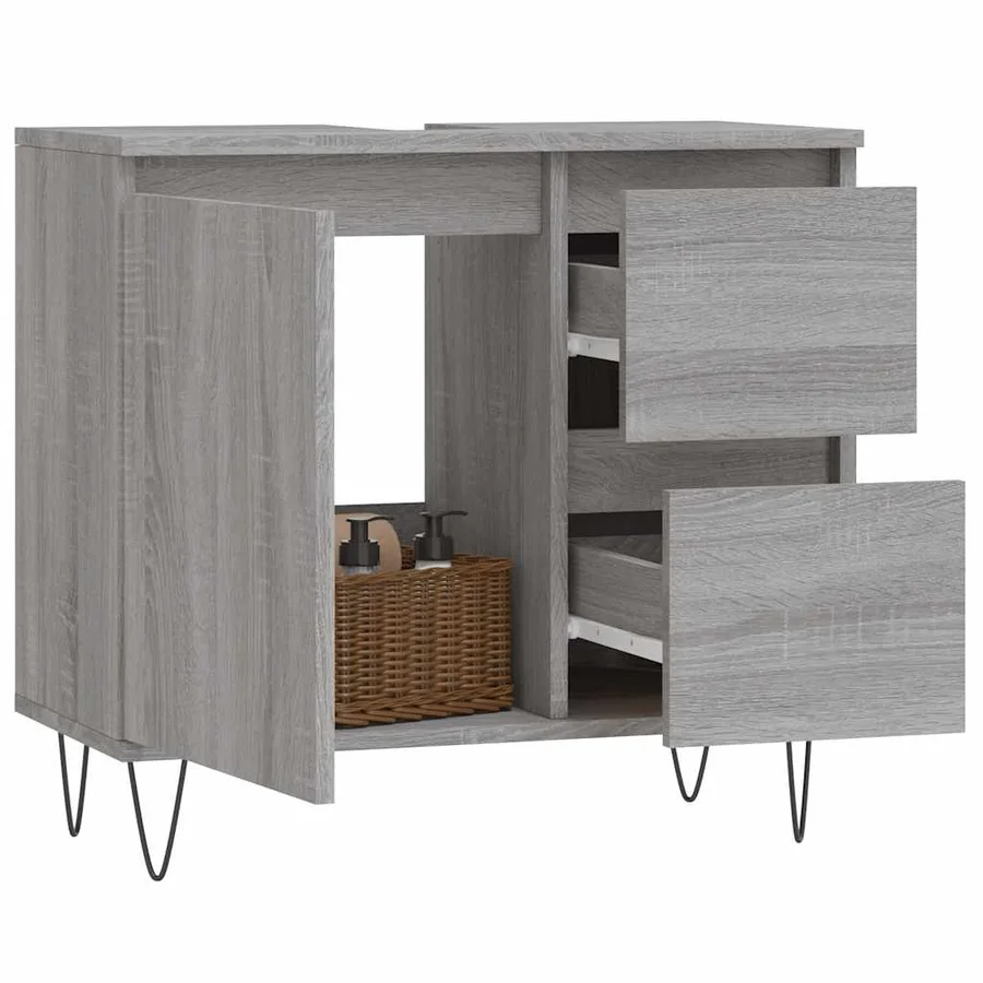 Armoire de bain sonoma gris 65x33x60 cm bois d'ingénierie - 3