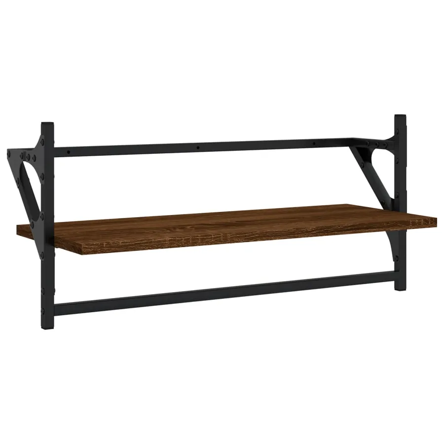 Ensemble d'étagères murales avec barres 4 pcs chêne marron - 5