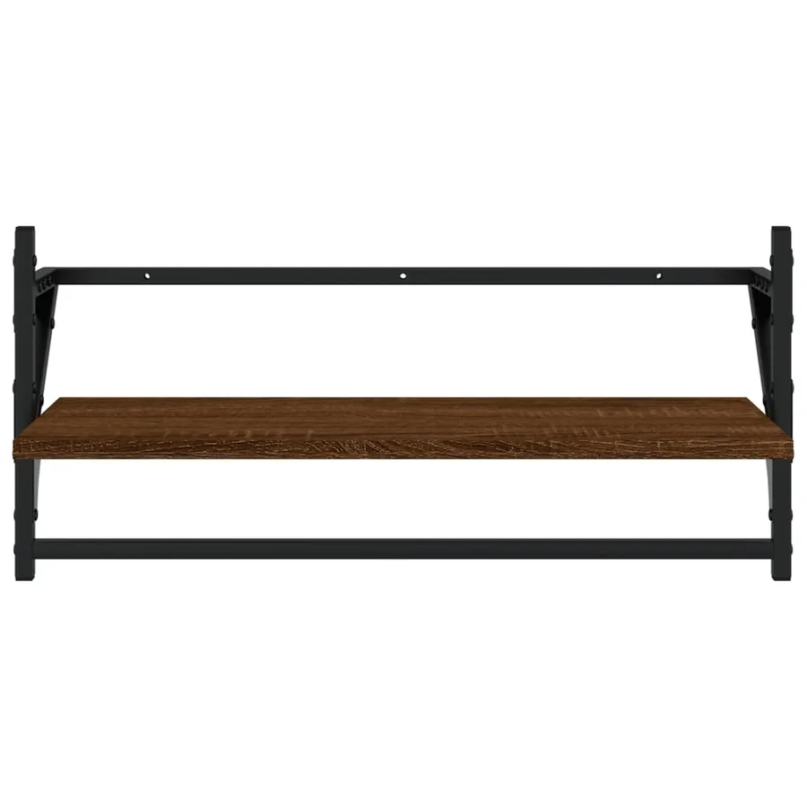 Ensemble d'étagères murales avec barres 4 pcs chêne marron - 6