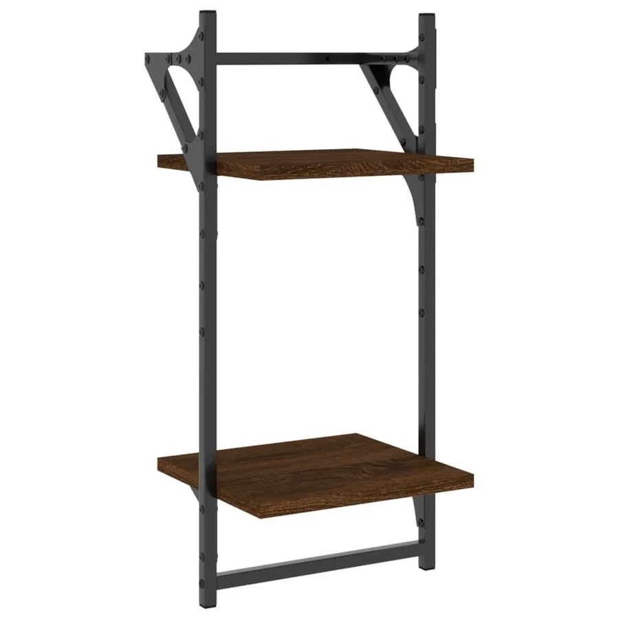 Ensemble d'étagères murales avec barres 4 pcs chêne marron - 7