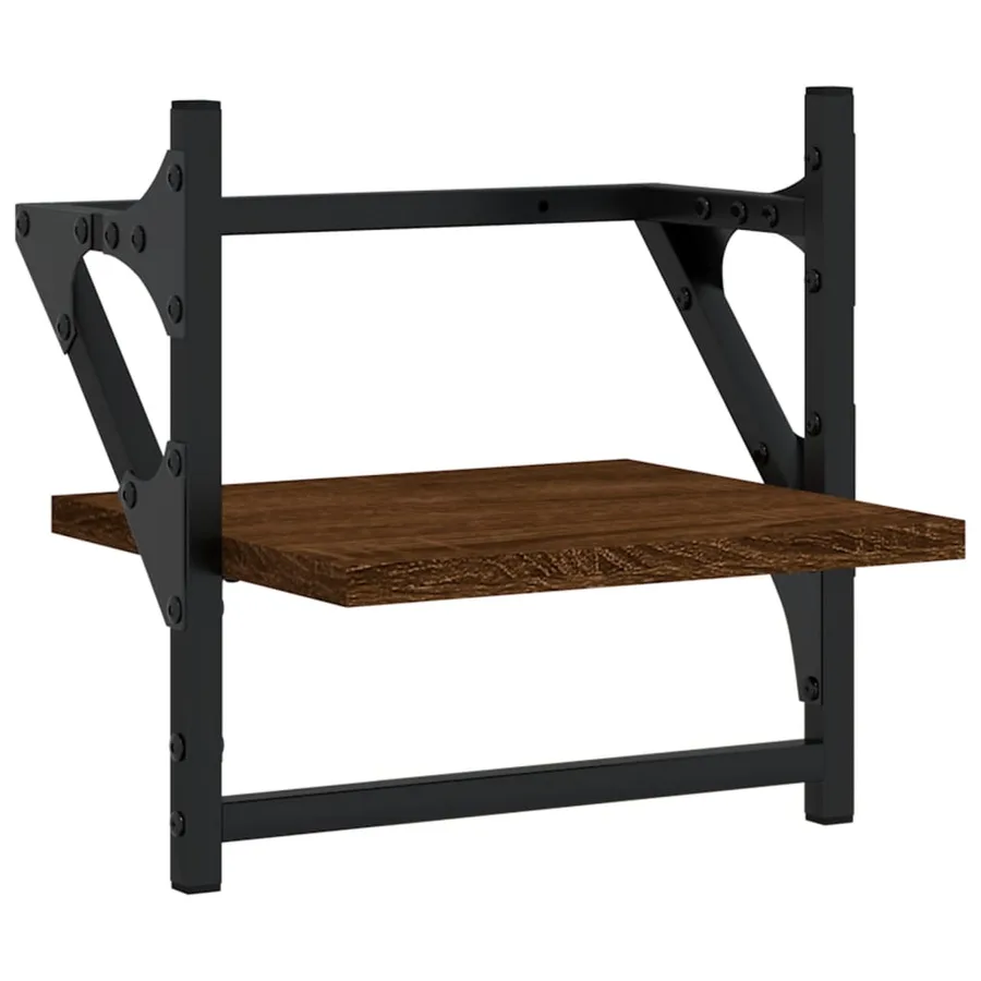 Ensemble d'étagères murales avec barres 4 pcs chêne marron - 9