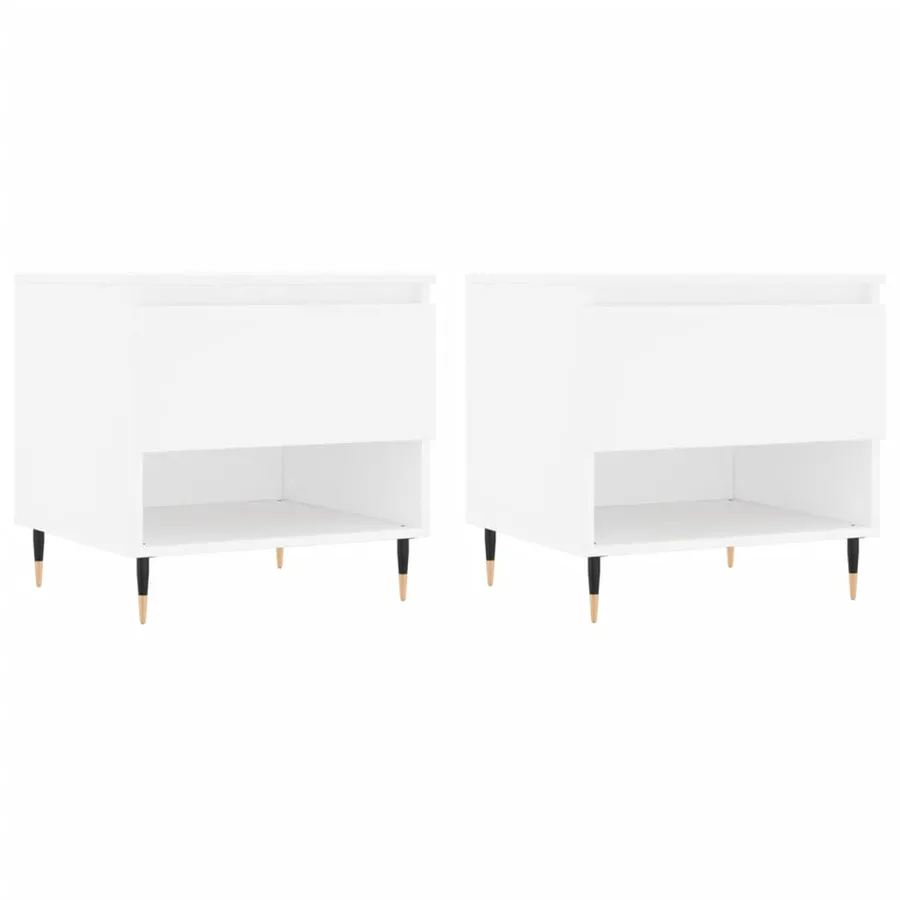 Tables basses 2 pcs blanc 50x46x50 cm bois d'ingénierie - 2