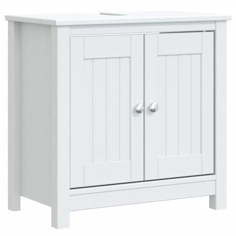 Meubles de salle de bain 3 pcs BERG blanc bois de pin massif - 4