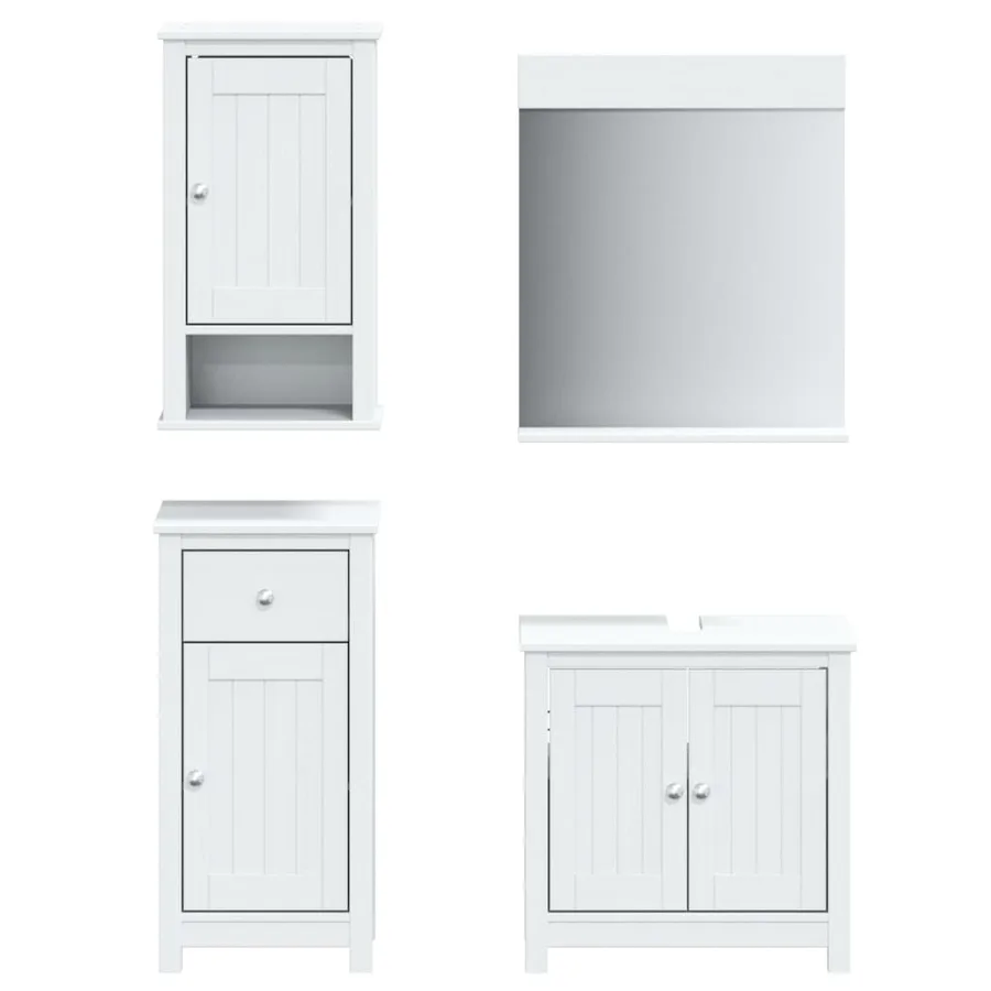 Meubles de salle de bain 4 pcs BERG blanc bois de pin massif - 2