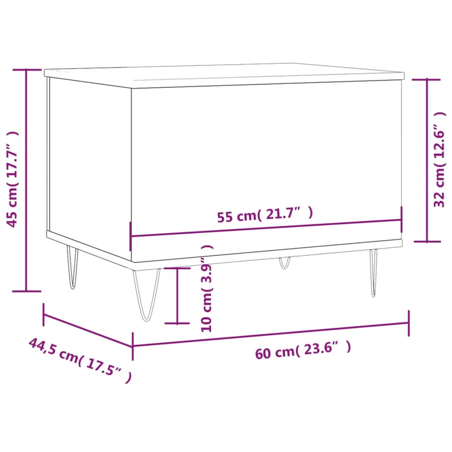 Table basse Noir 60x44,5x45 cm Bois d'ingénierie - 11