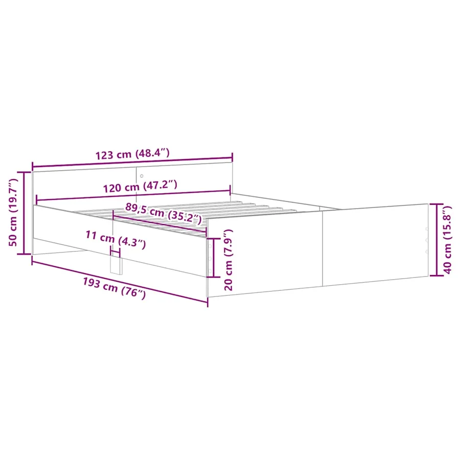 Cadre de lit sans matelas chêne sonoma 120x190 cm - 10