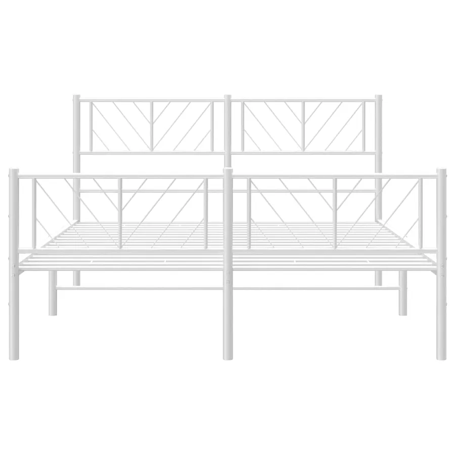 Cadre de lit métal sans matelas et pied de lit blanc 140x190 cm - 5