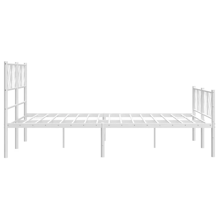 Cadre de lit métal sans matelas et pied de lit blanc 140x190 cm - 6