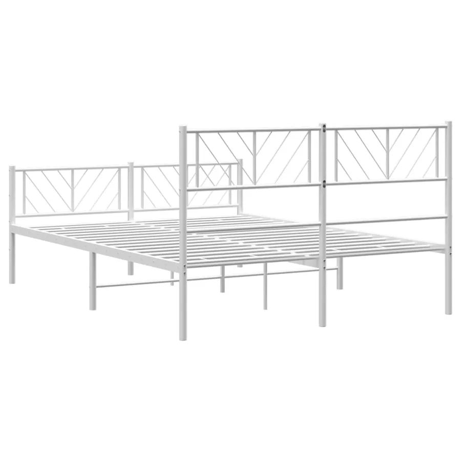 Cadre de lit métal sans matelas et pied de lit blanc 140x190 cm - 7