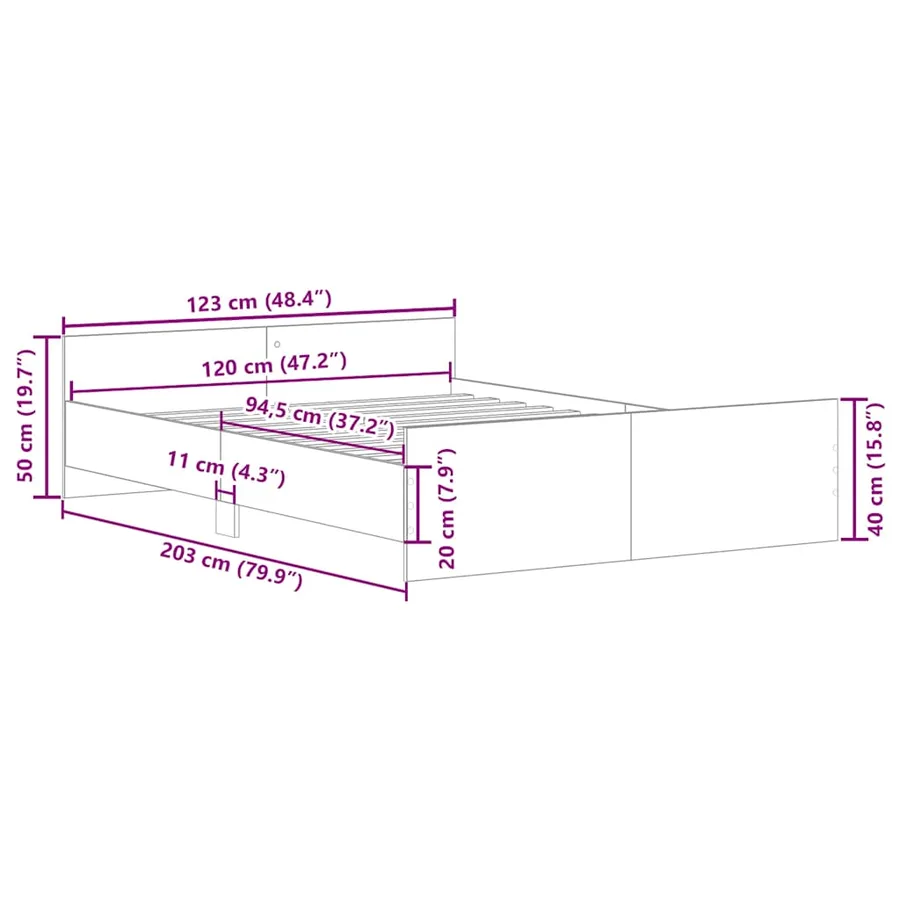 Cadre de lit sans matelas chêne sonoma 120x200 cm - 8
