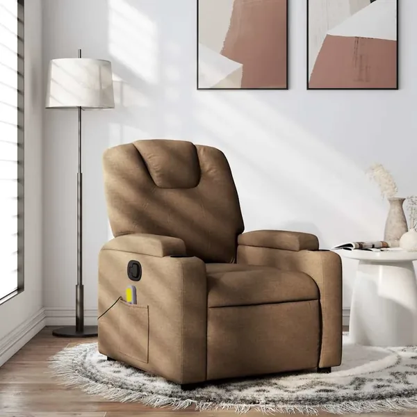 Fauteuil de massage inclinable Marron Tissu