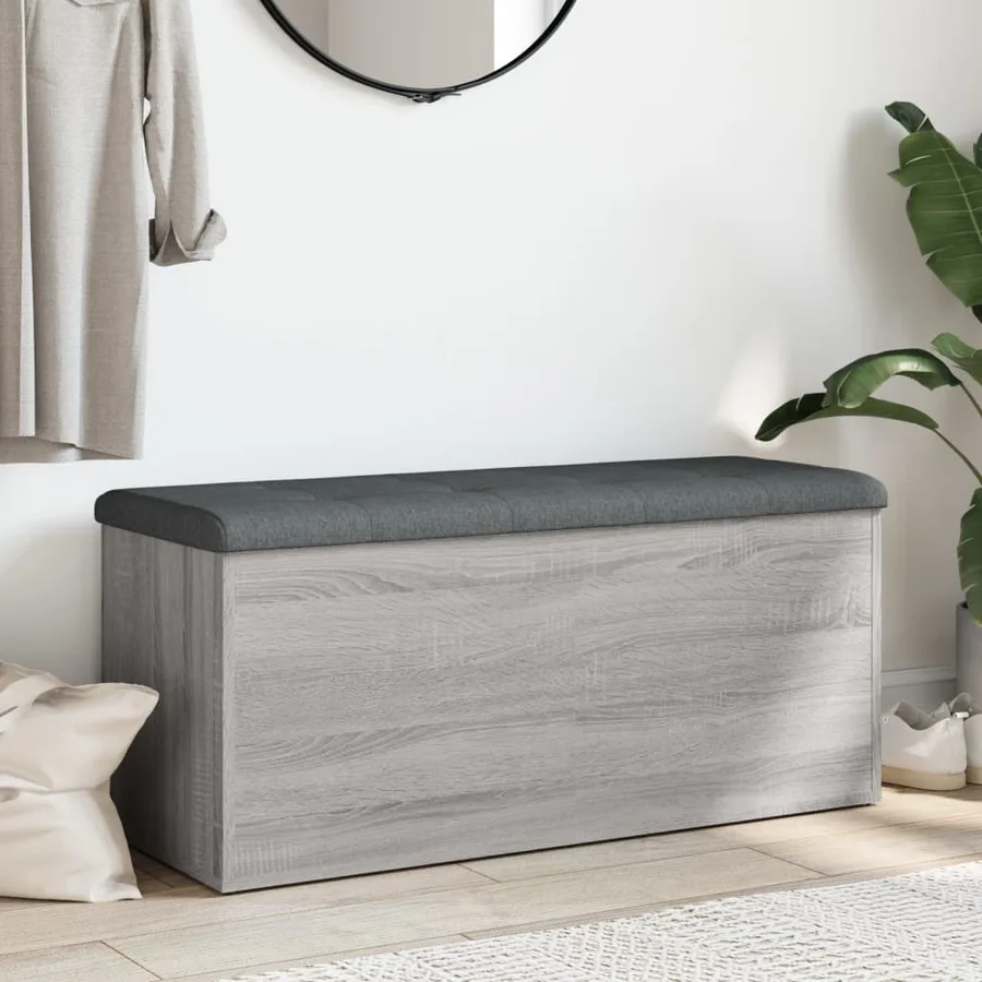 Banc de rangement sonoma gris 102x42x45 cm bois d'ingénierie - 3