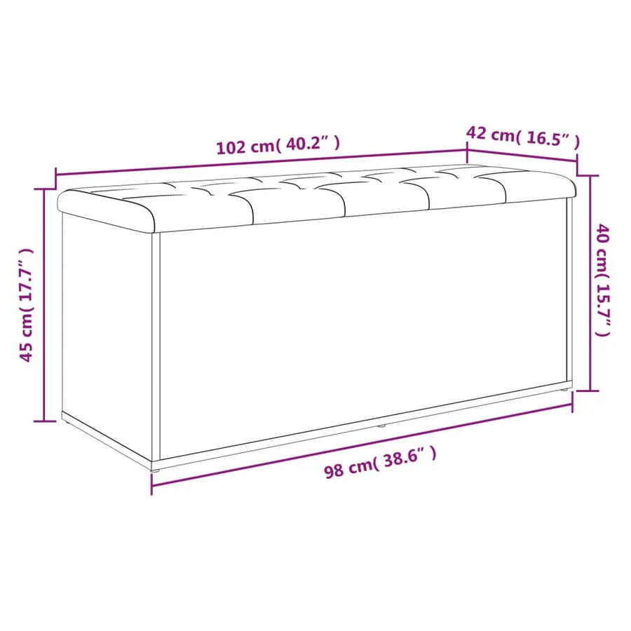 Banc de rangement sonoma gris 102x42x45 cm bois d'ingénierie - 9