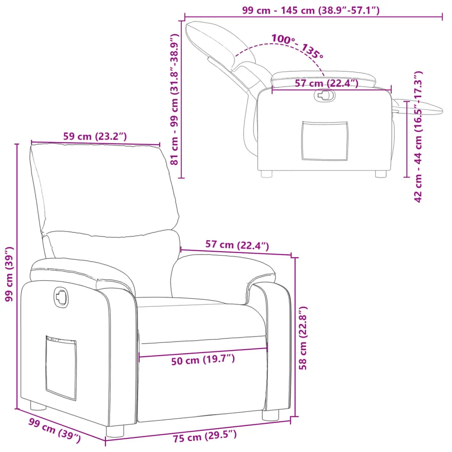 Fauteuil inclinable Noir Similicuir - 11