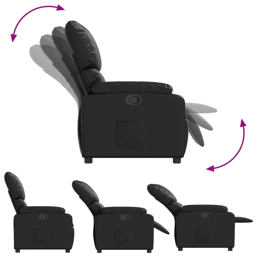 Fauteuil inclinable Noir Similicuir - 6